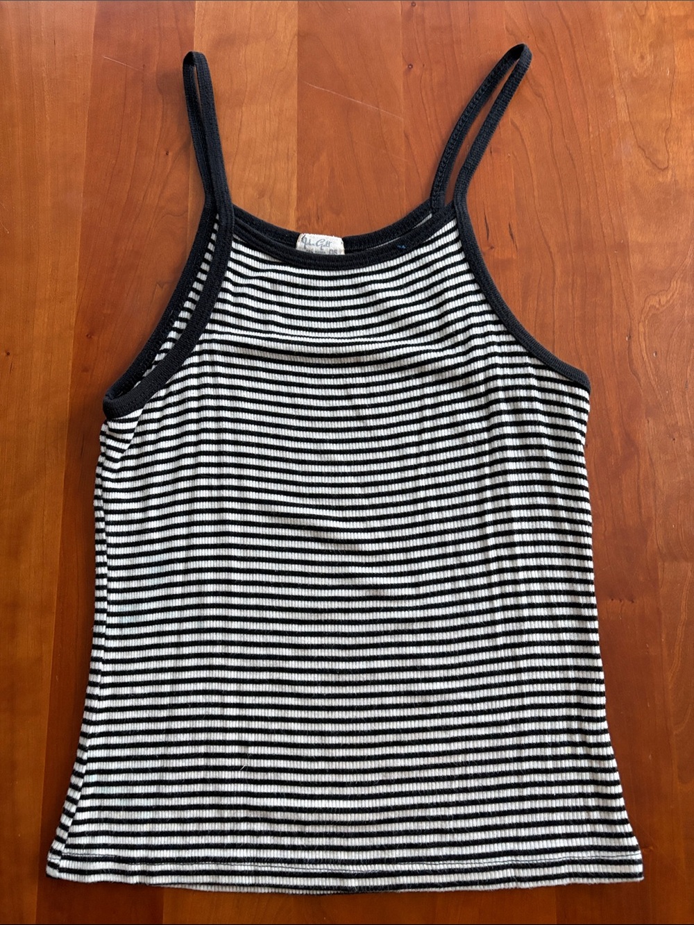 Brandy Melville Black & White Striped Ribbed Cami